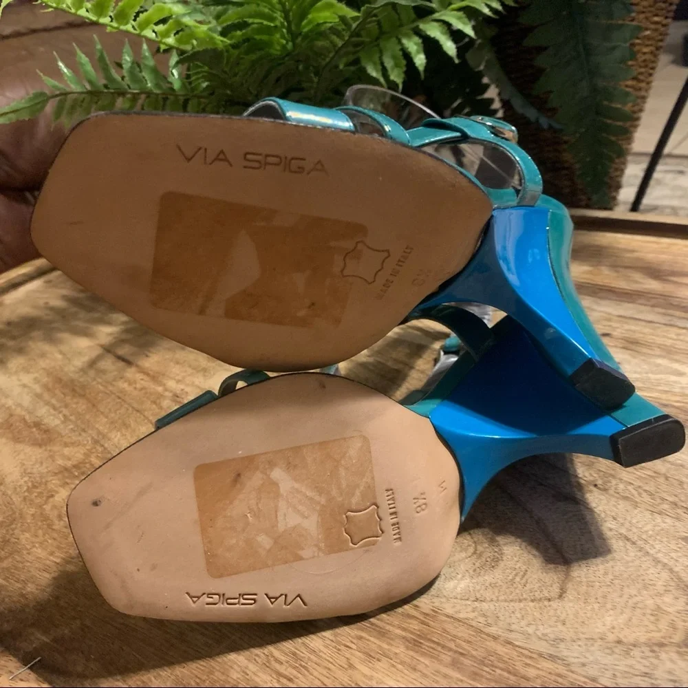 Turquoise Strappy Block Heel Sandals - Women - Picture 9 of 9